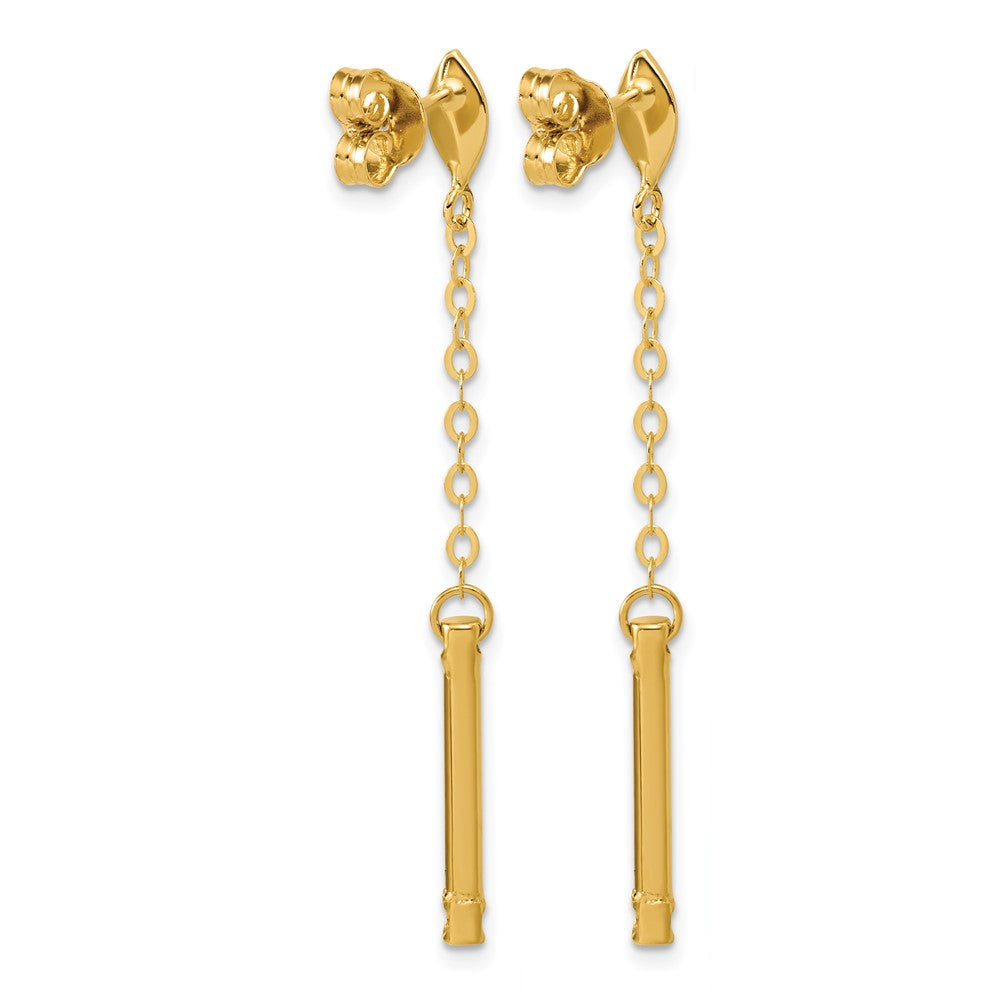 14K Polished Bar Dangle Post Earrings