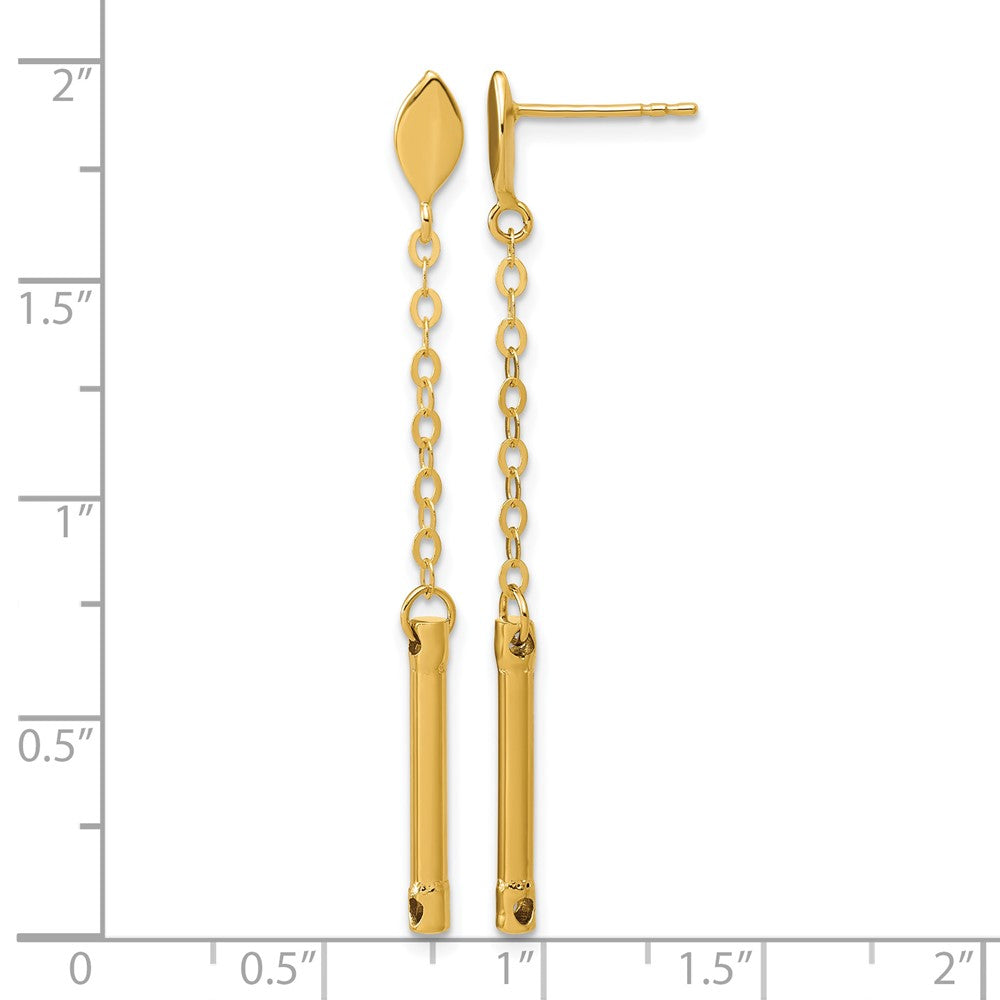 14K Polished Bar Dangle Post Earrings