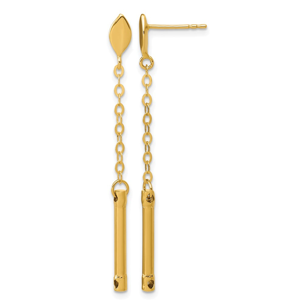 14K Polished Bar Dangle Post Earrings