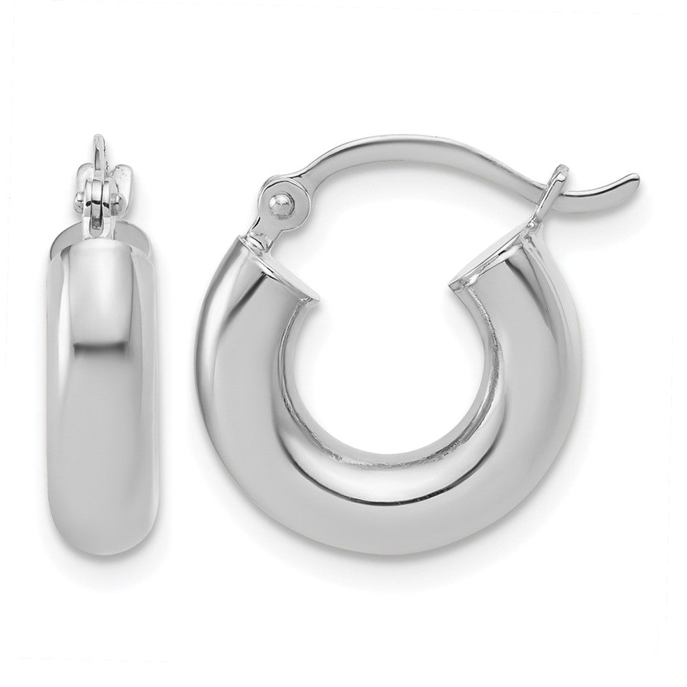 14K White Gold Polished 4mm x 15mm Lightweight Tube Earrings