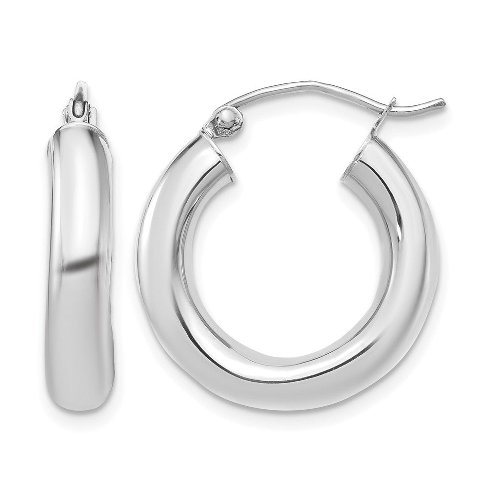 14K White Gold Polished 4mm x 20mm Lightweight Tube Earrings