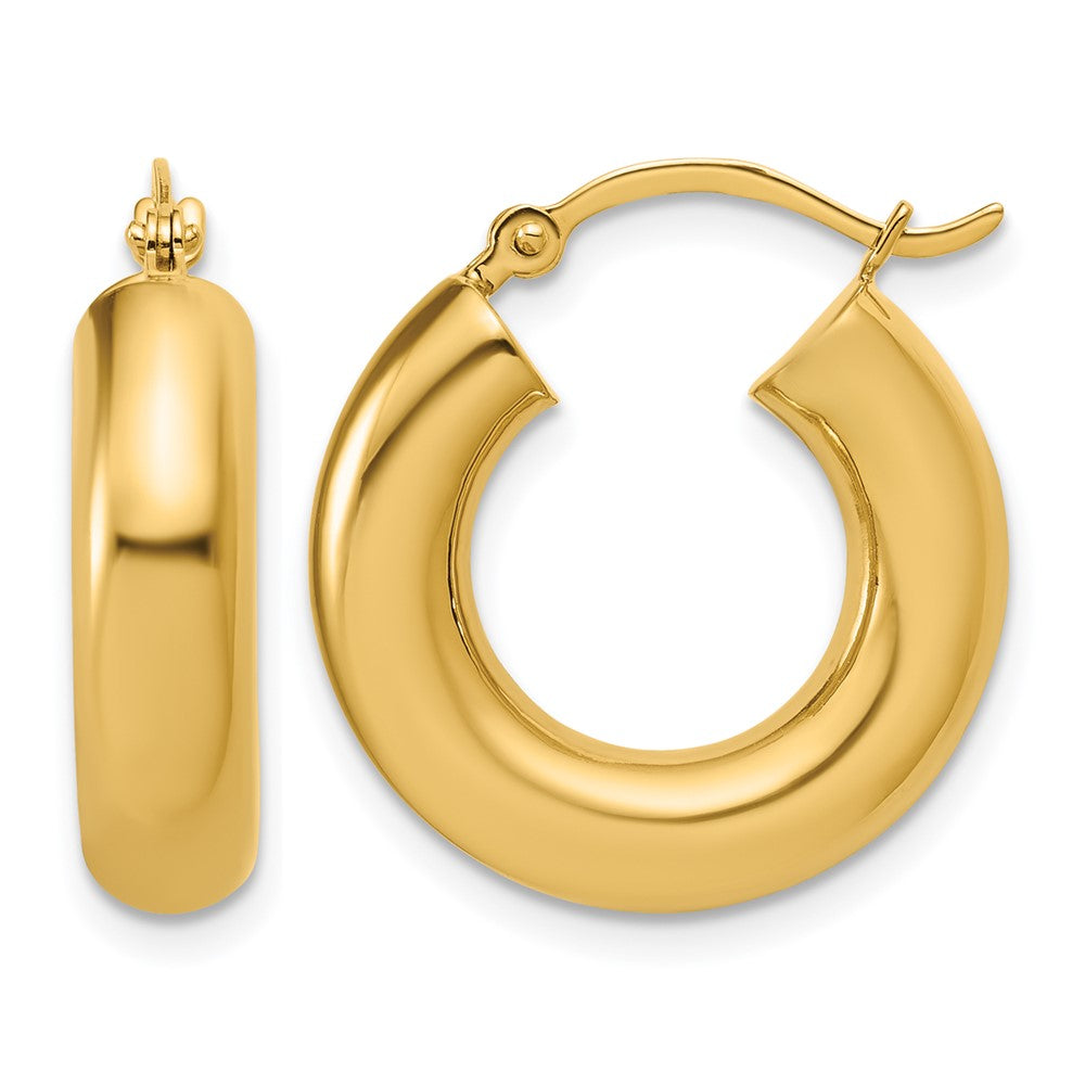 14K Polished 5mm x 20mm Lightweight Hoop Earrings