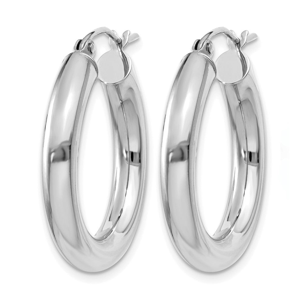 14K White Gold Polished 5mm x 25mm Lightweight Hoop Earrings
