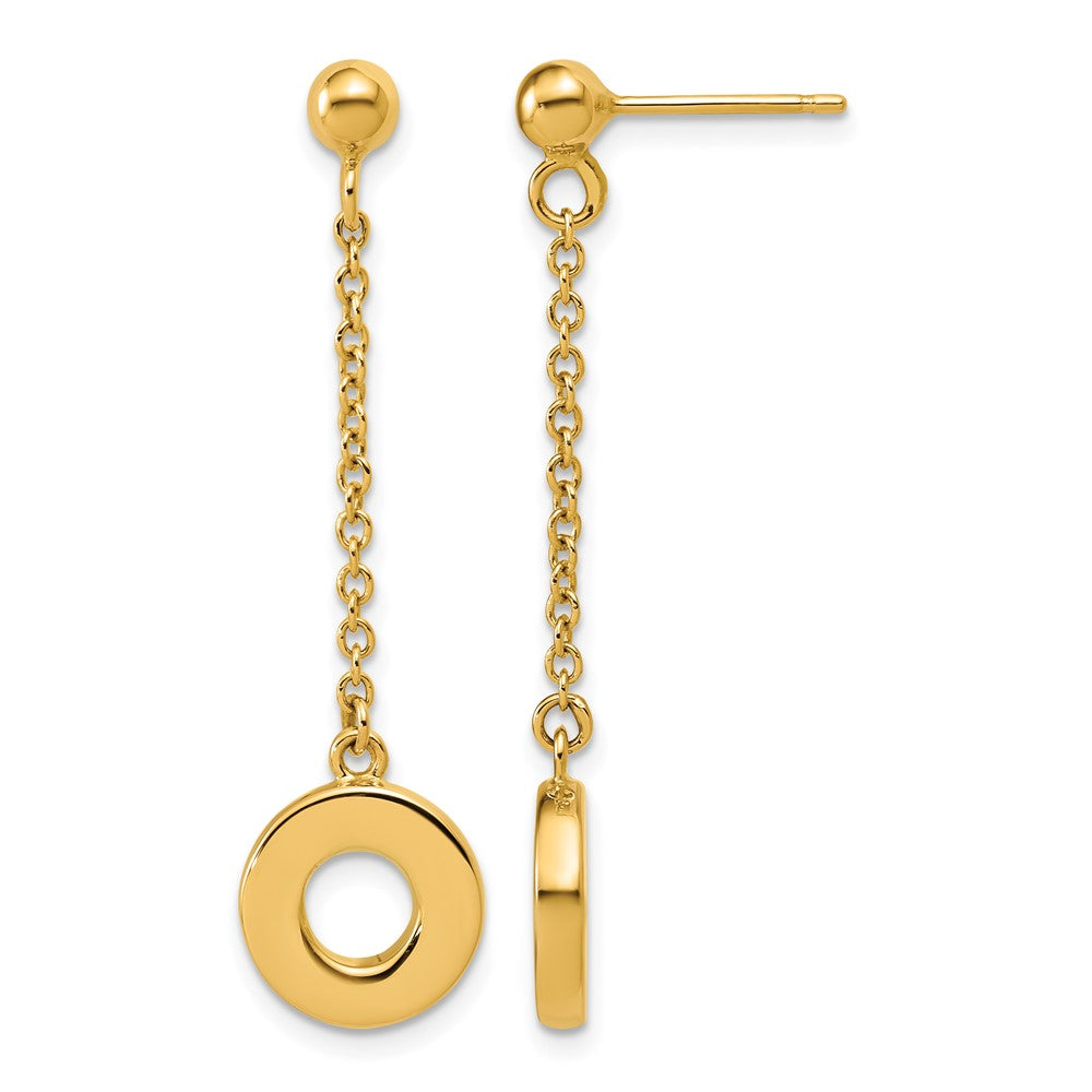14K Polished Circle Dangle Post Earrings