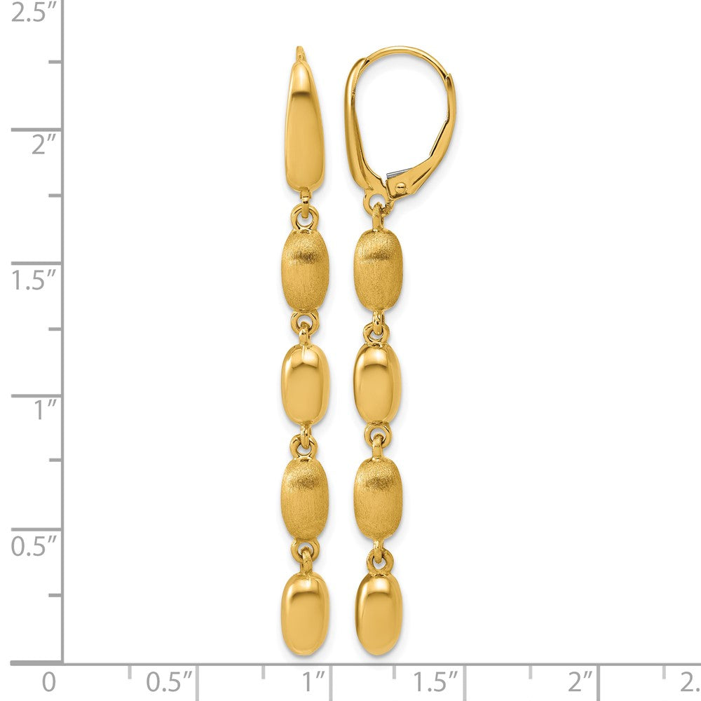 14K Polished and Brushed Fancy Leverback Dangle Earrings