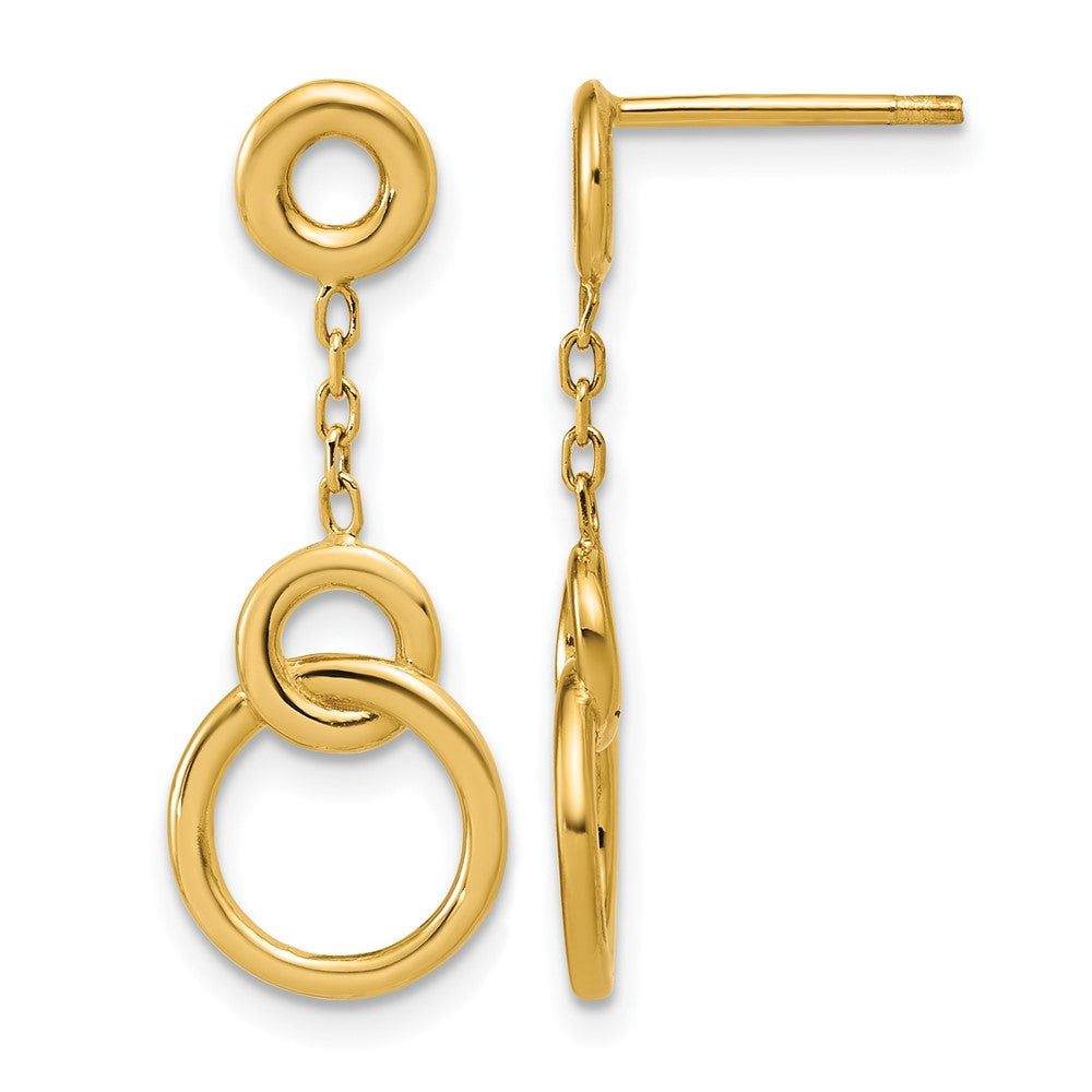 14K Polished Circle Dangle Post Earrings