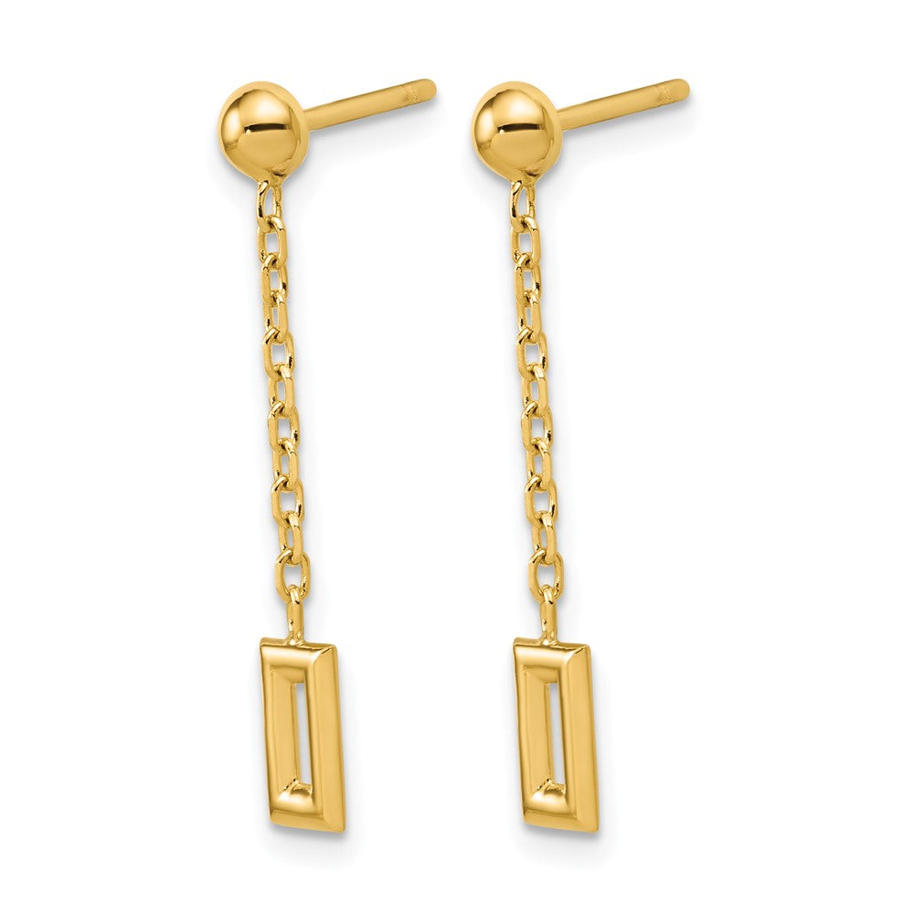 14K Polished Rectangle Dangle Post Earrings