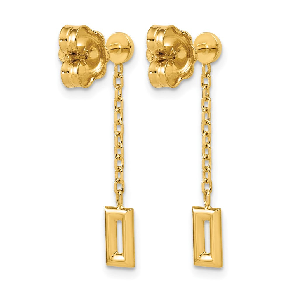 14K Polished Rectangle Dangle Post Earrings