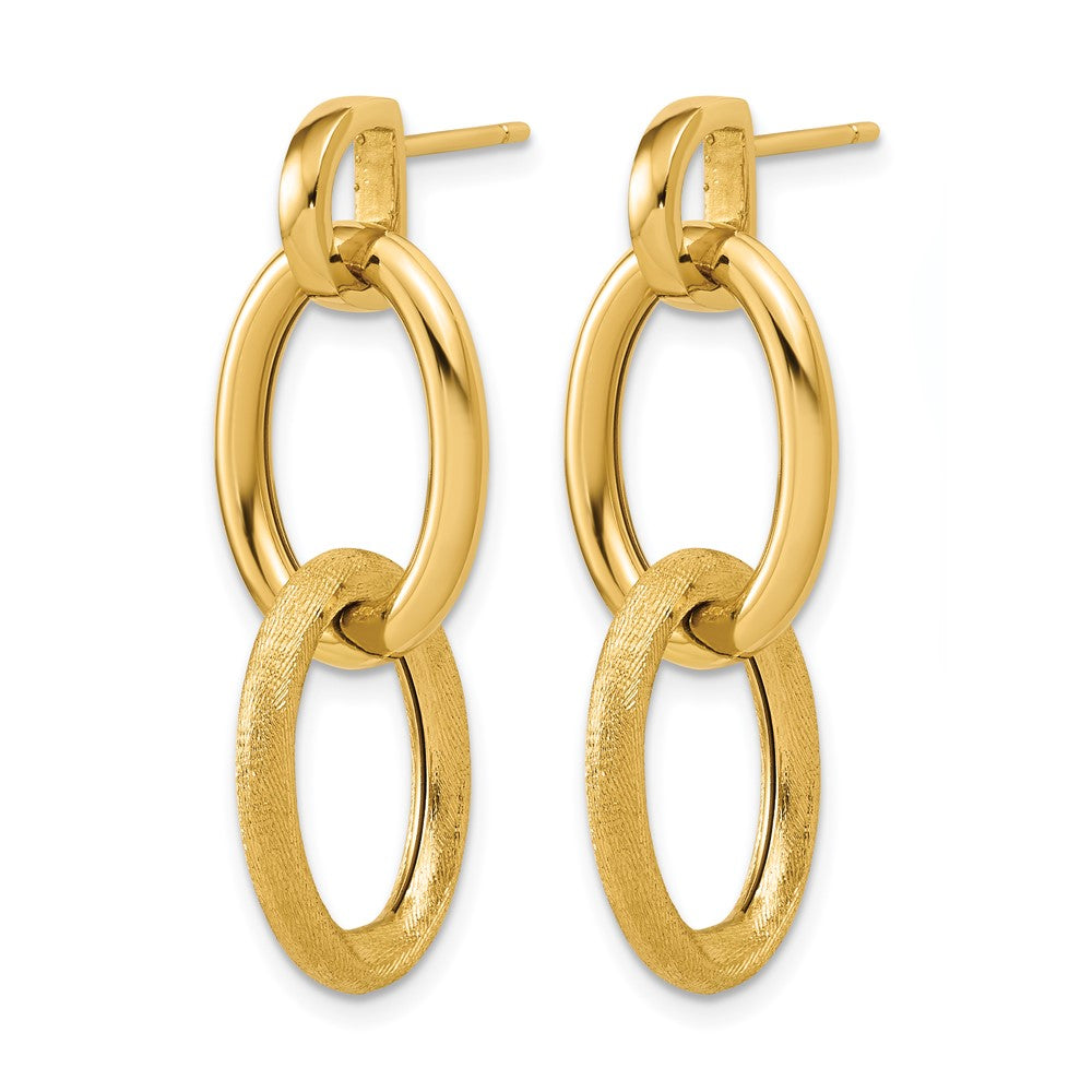 14K Polished and Brushed Ovals Dangle Post Earrings