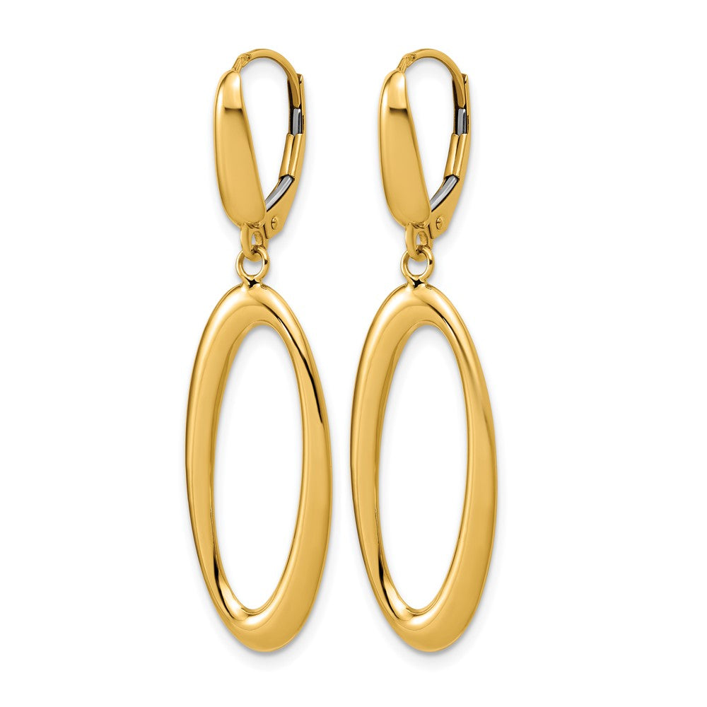 14K Polished Fancy Oval Leverback Earrings