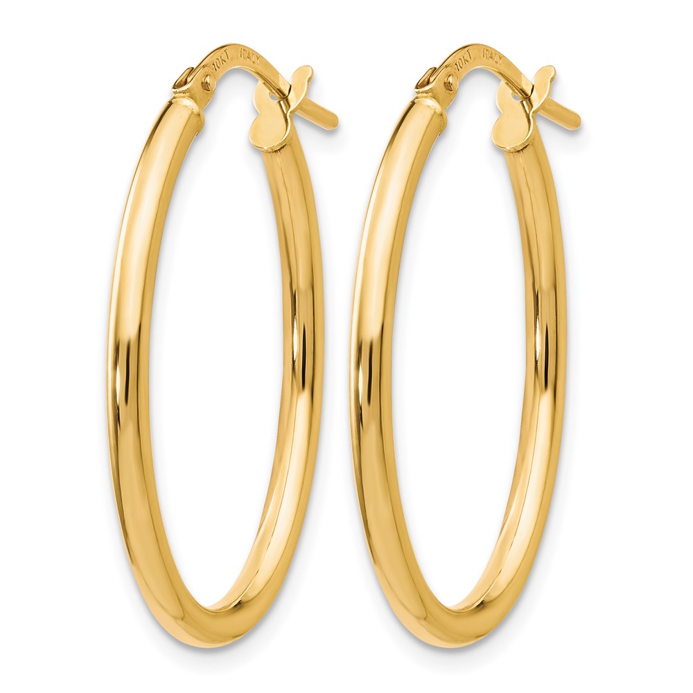 14K Polished Oval Hinged Hoop Earrings