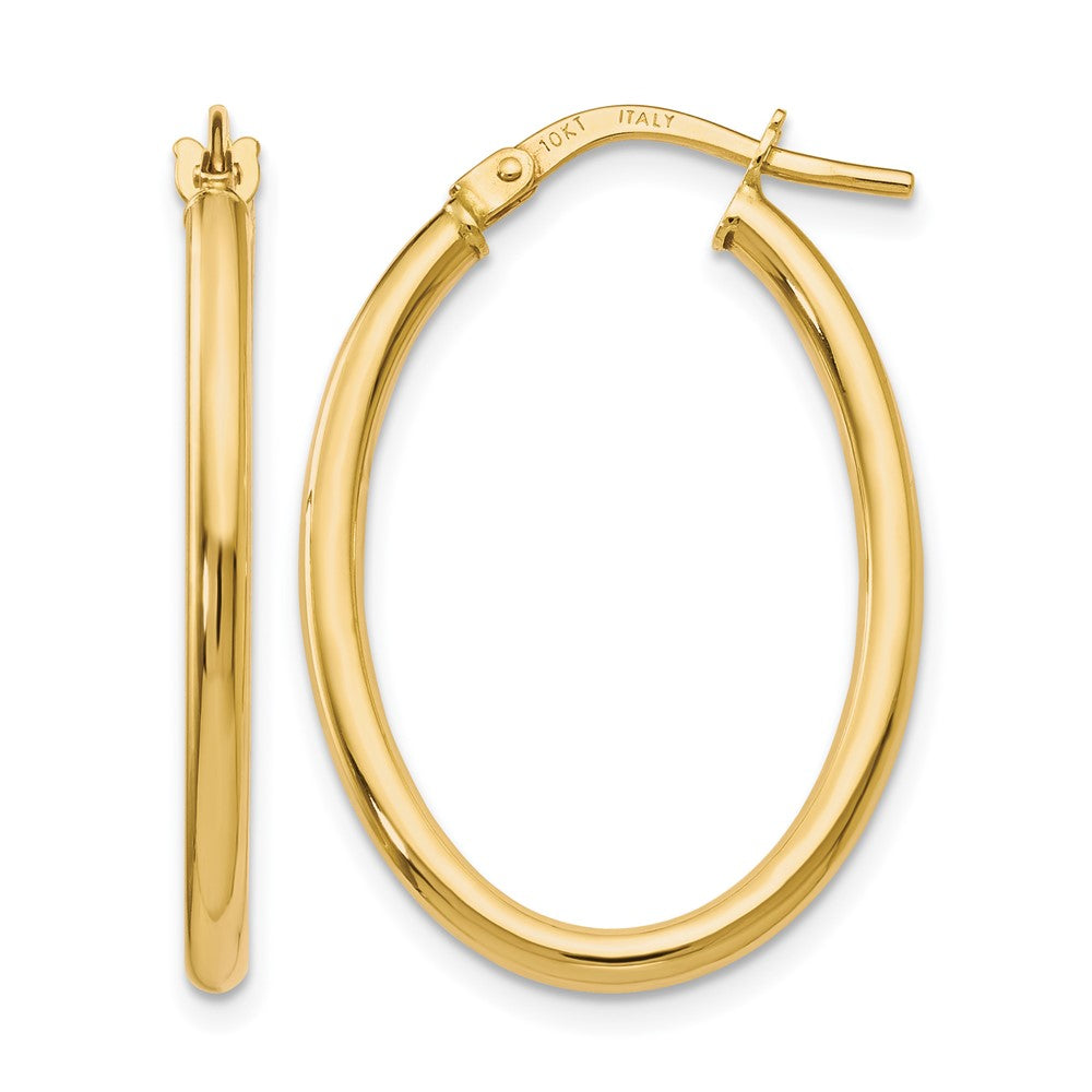 14K Polished Oval Hinged Hoop Earrings