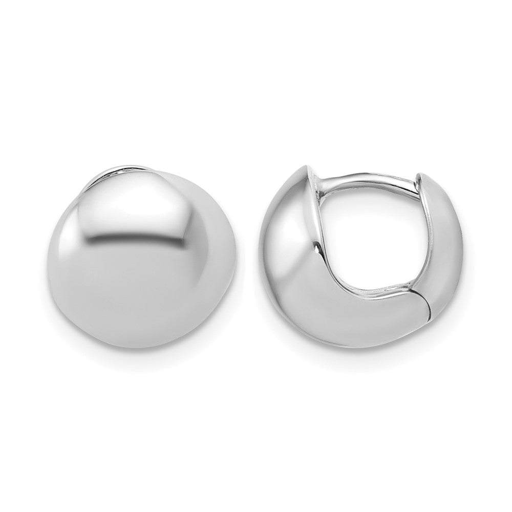 14K White Gold Polished Hinged Huggie Hoop Earrings
