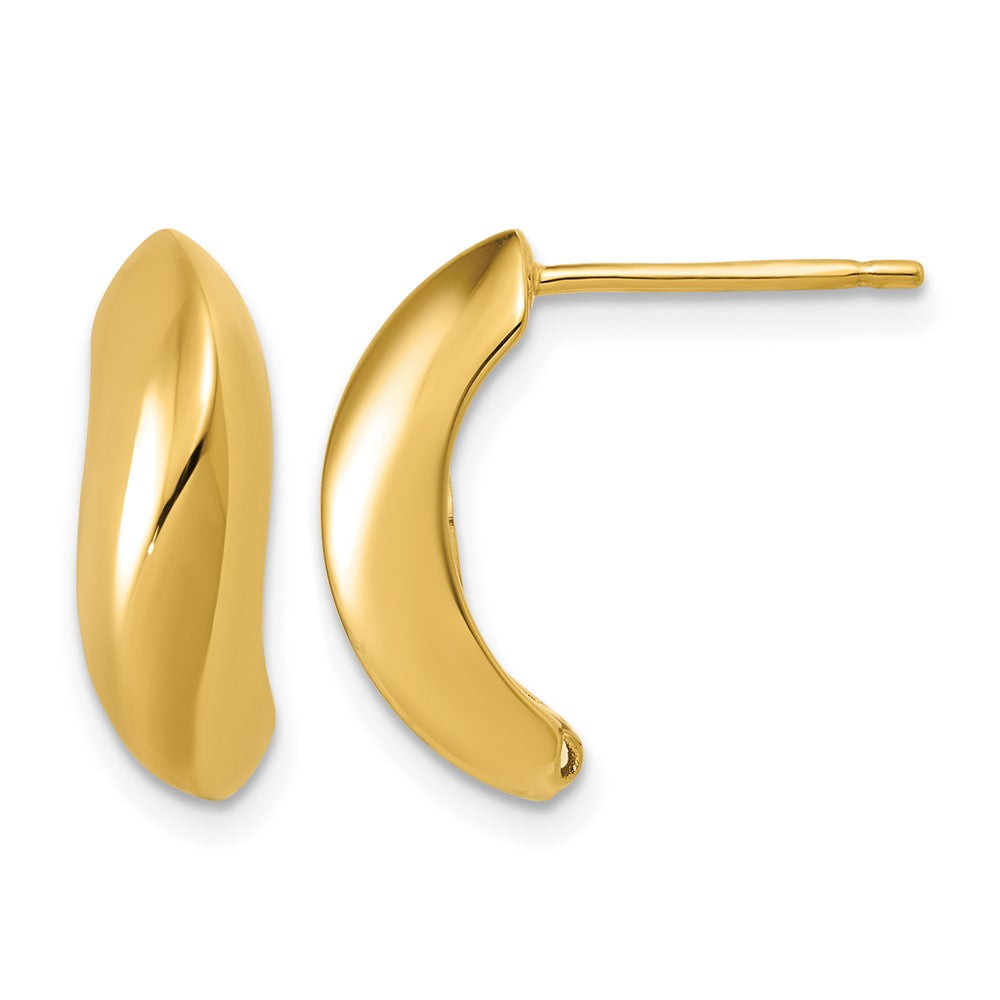 14K Polished J-Hoop Post Earrings