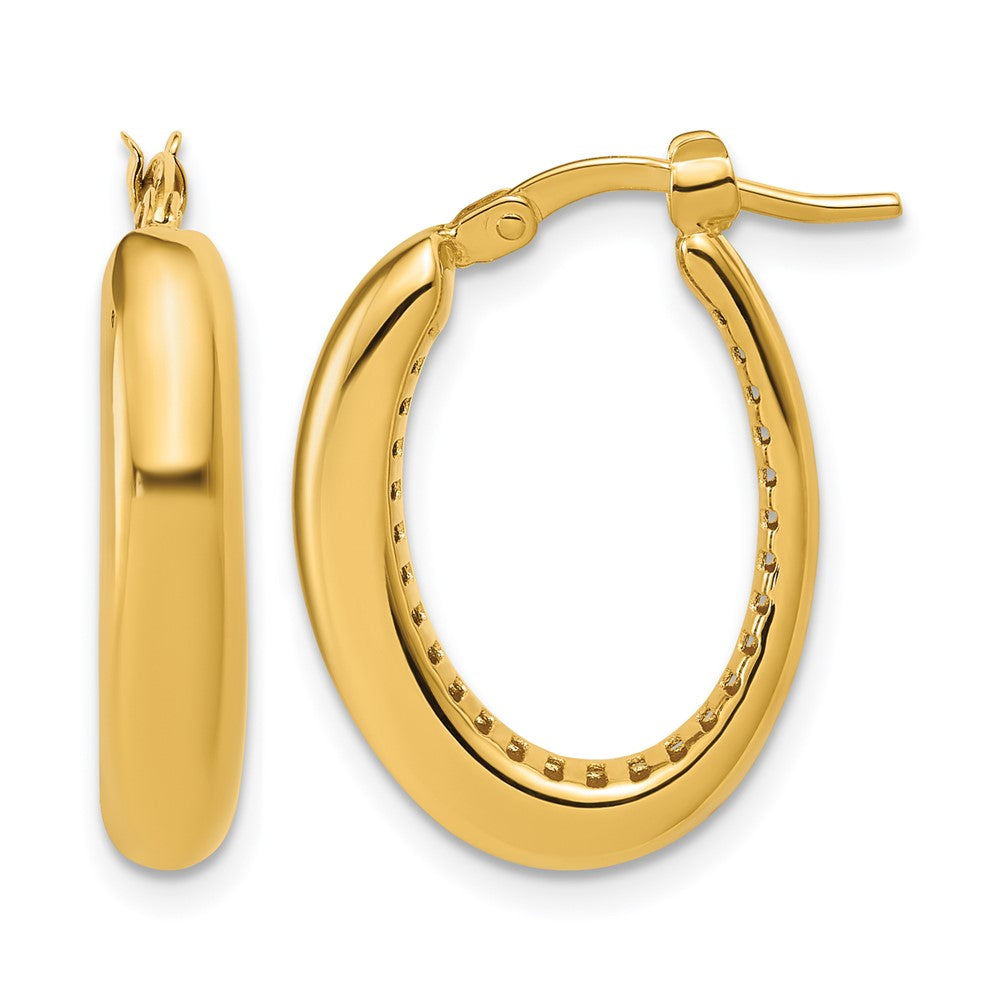 14K Polished Oval Hoop Earrings