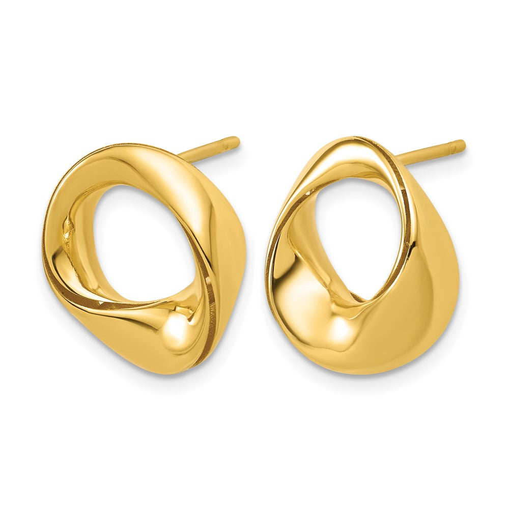 14K Polished Fancy Circle Post Earrings
