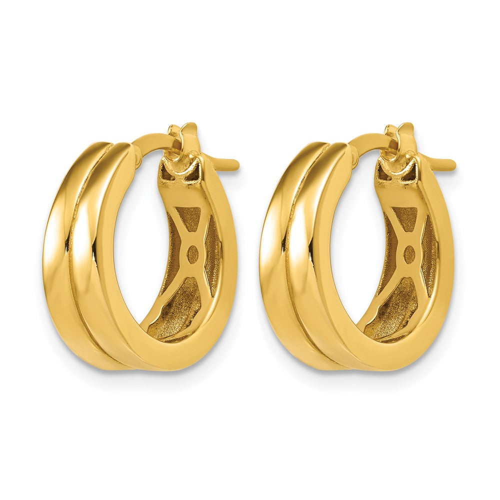 14K Polished Grooved Round Hoop Earrings