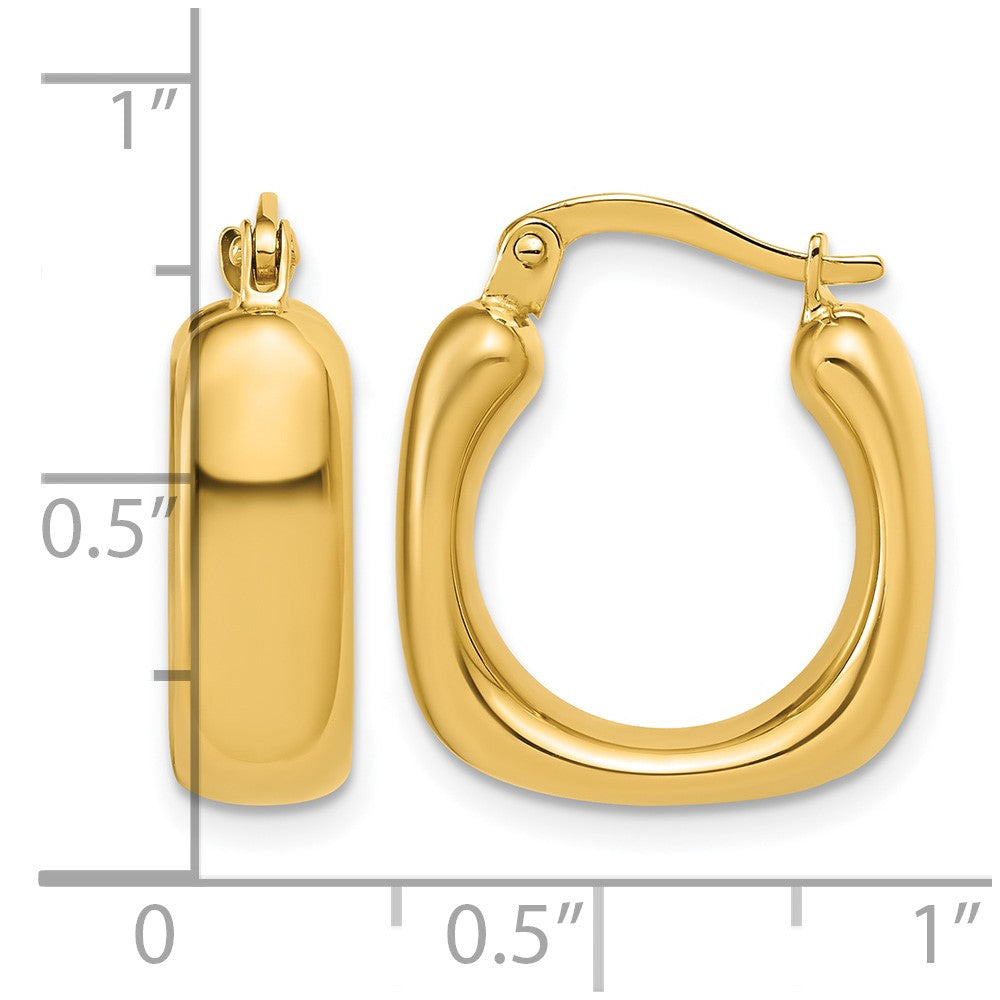 14K Polished Square Hoop Earrings