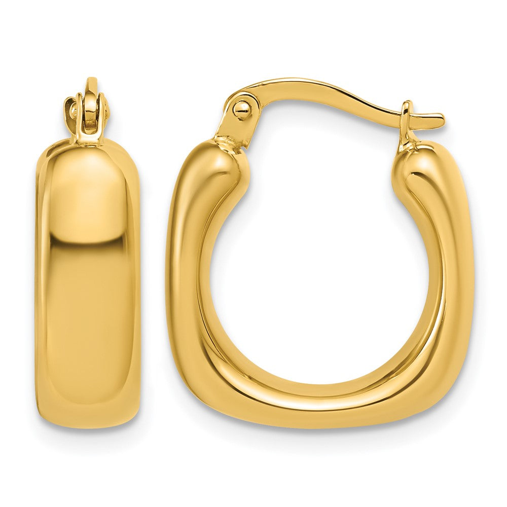 14K Polished Square Hoop Earrings