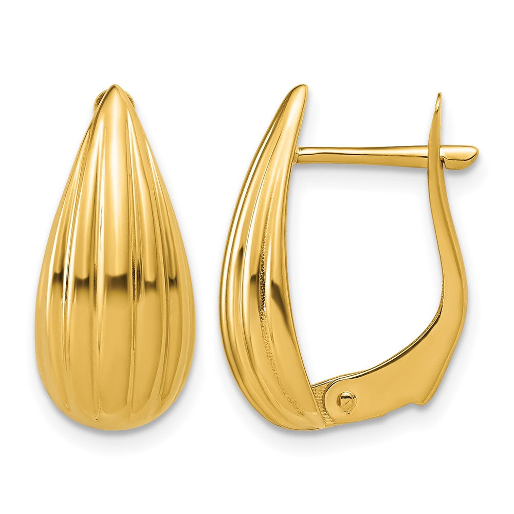14K Polished Grooved Omega Back Earrings