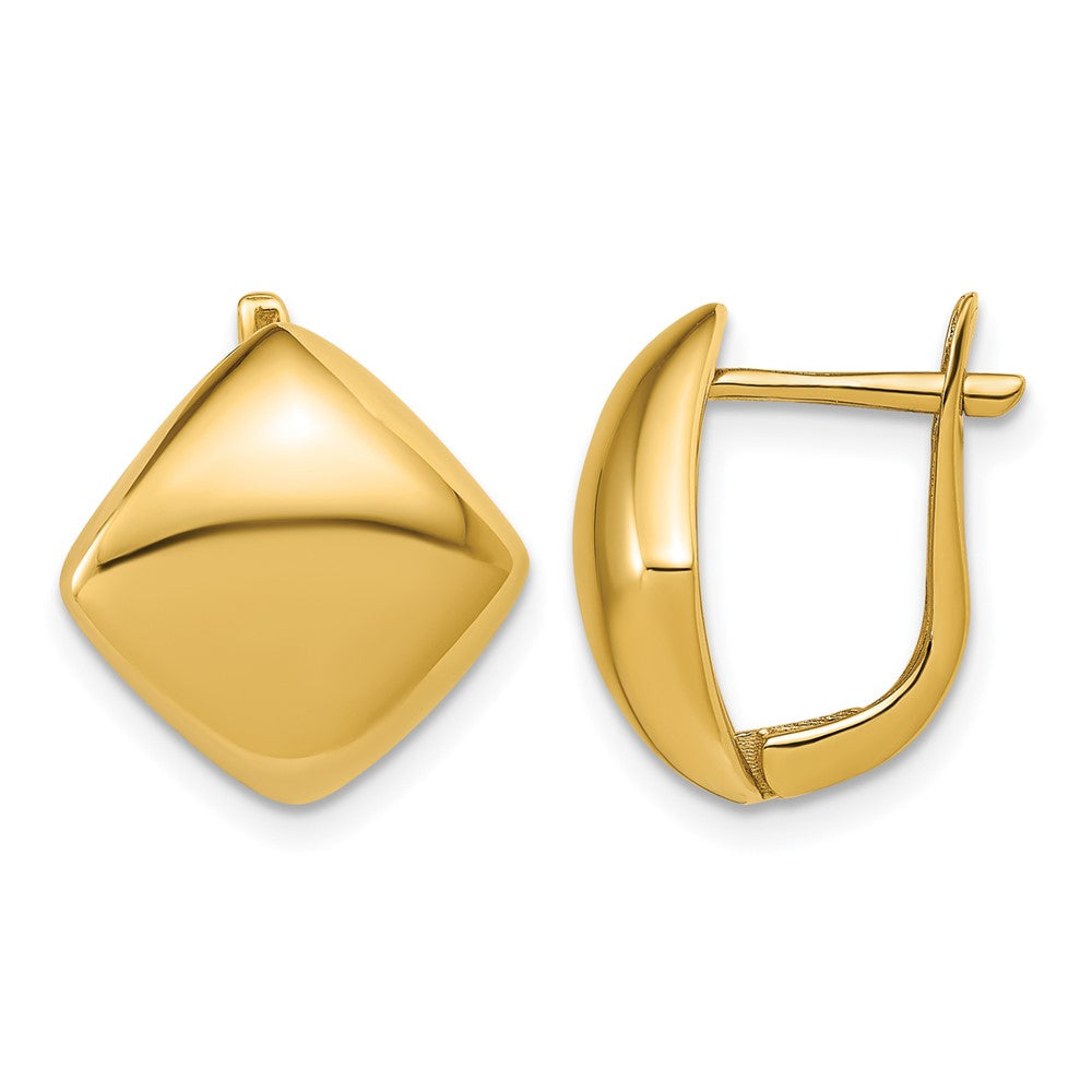 14K Polished Geometric Hinged Hoop Earrings