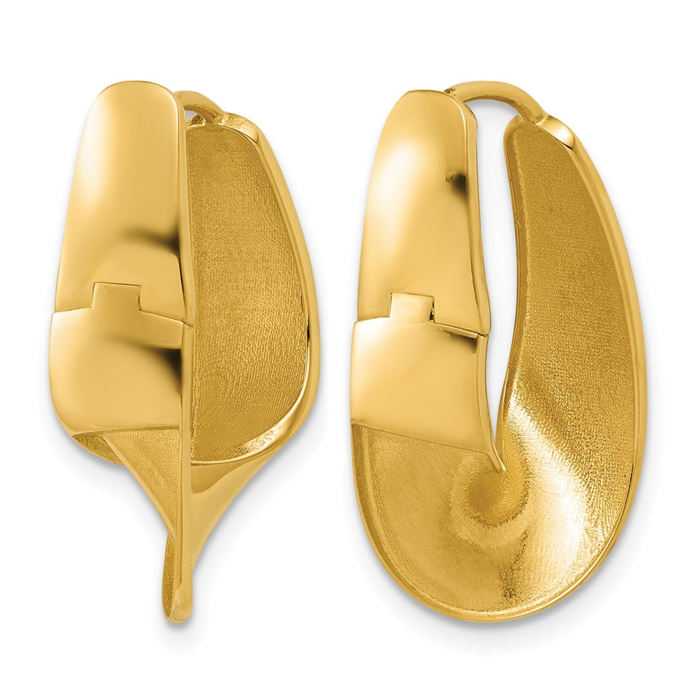 14K Polished Fancy Wave Hinged Hoop Earrings