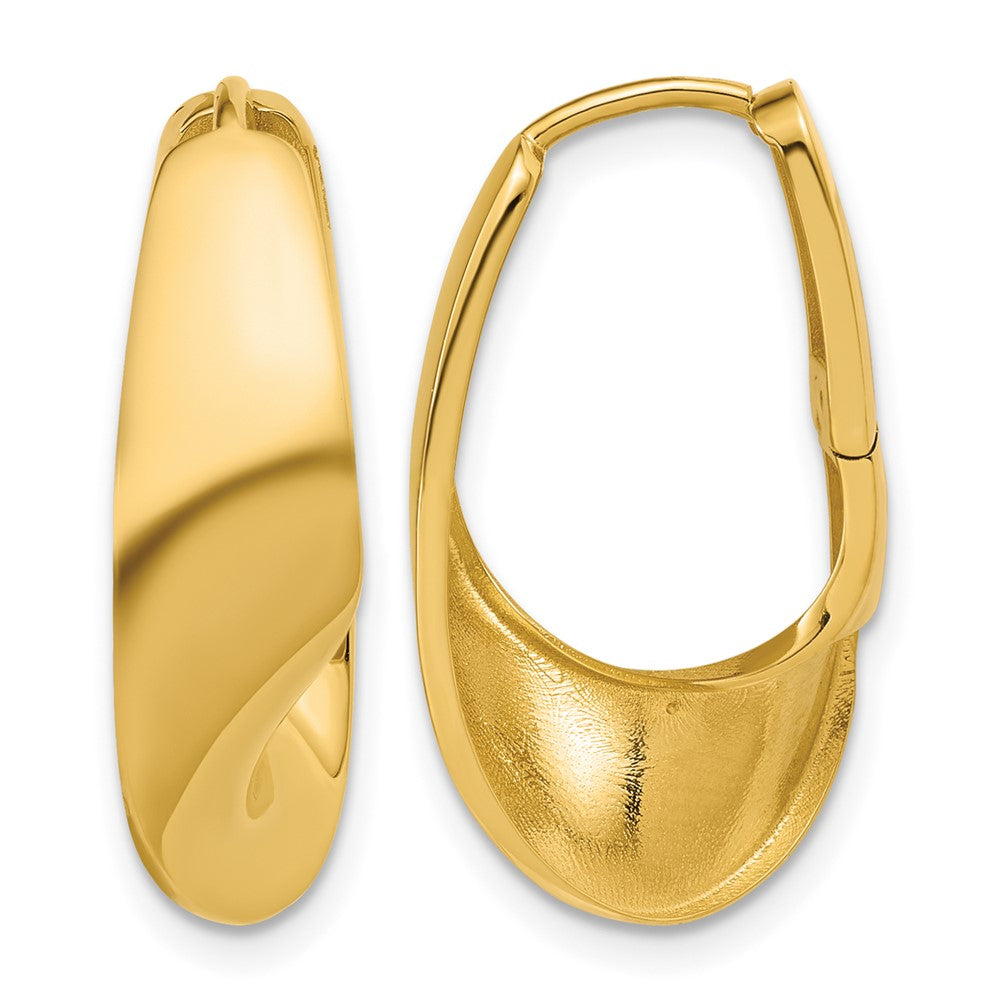 14K Polished Fancy Wave Hinged Hoop Earrings