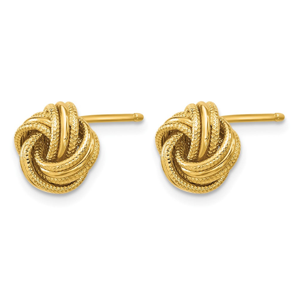14K Love Knot Polished and Textured Post Earrings