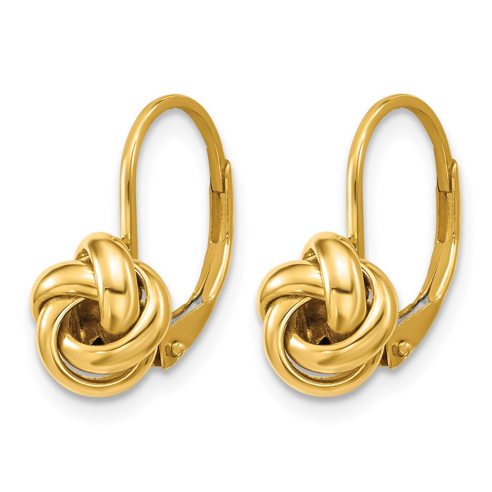 14K Polished Love Knot Leverback Earrings