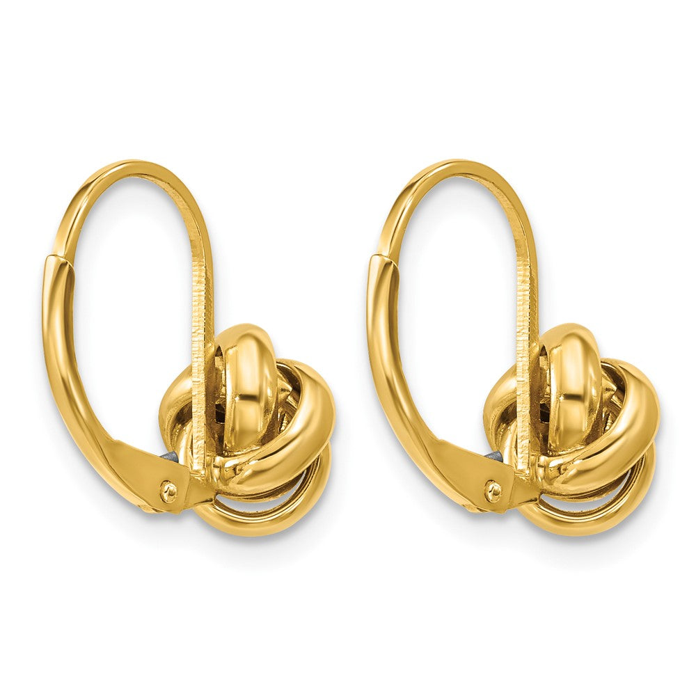 14K Polished Love Knot Leverback Earrings