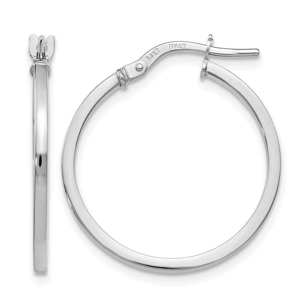 14K White Gold Polished Hoop Earrings