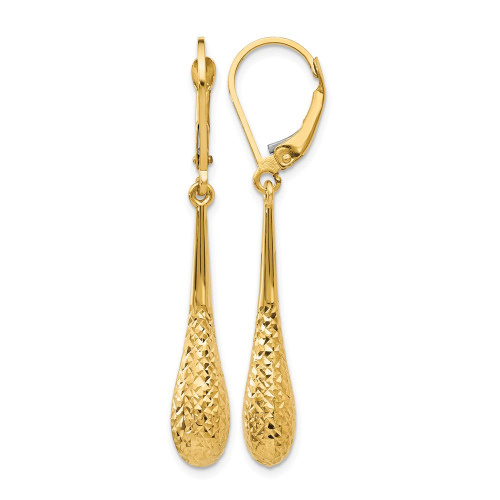 14K Diamond-cut Leverback Earrings