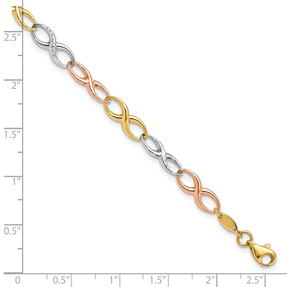 14K Tri-color Infinity Symbol Link Bracelet