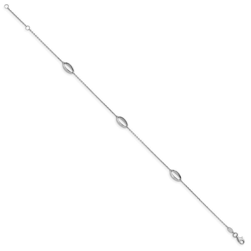 14K White Gold Polished with 1 in ext. Anklet