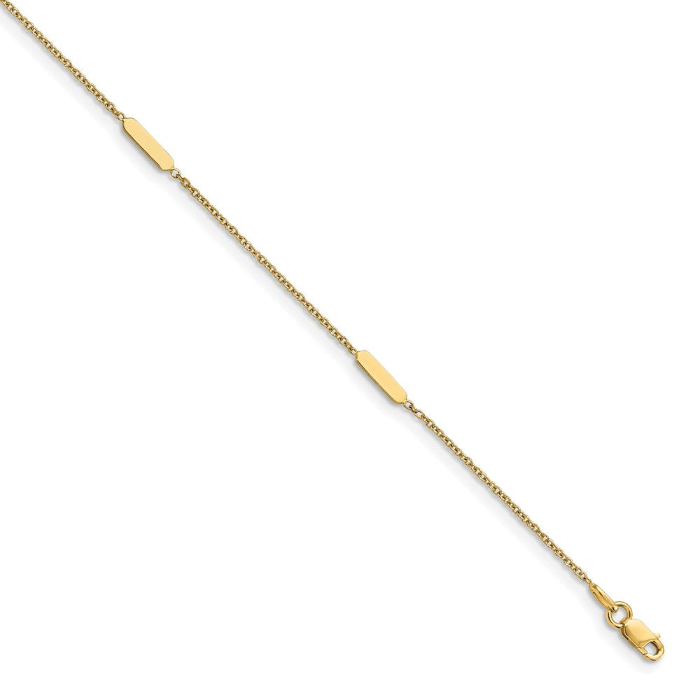 14K Polished with 1 in ext. Anklet