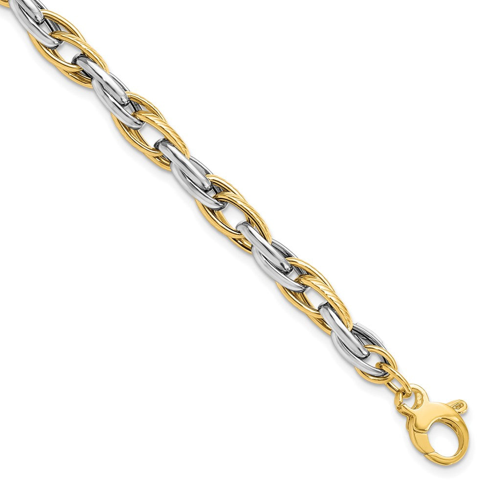 14K Two-tone Polished with .5in ext. Bracelet