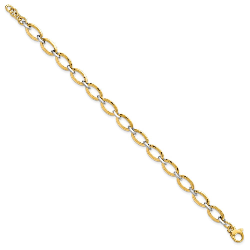 14K Two-tone Polished with .5in ext. Bracelet