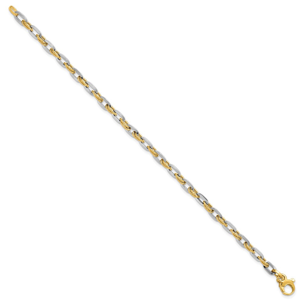 14K Two-tone Polished Diamond-cut Bracelet