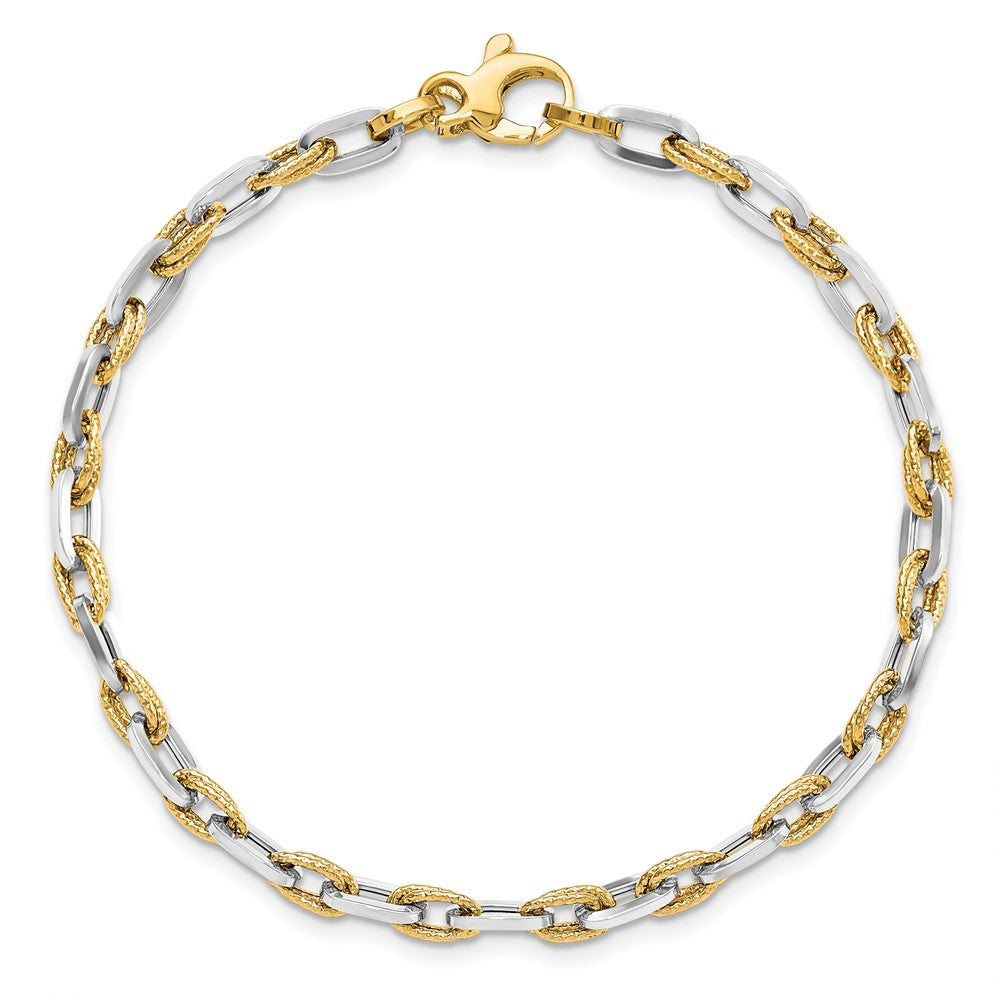14K Two-tone Polished Diamond-cut Bracelet