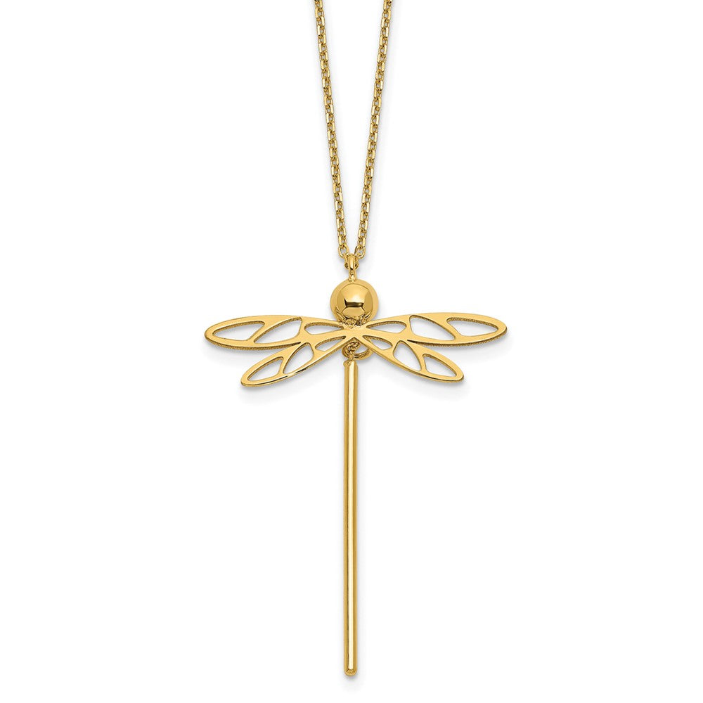 14K Polished Dragonfly with 2 in ext. Necklace