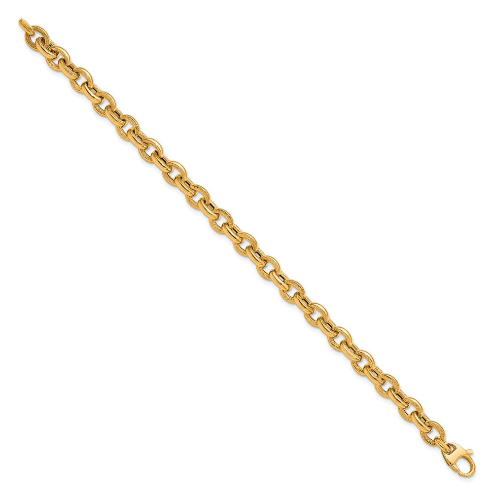 14K Polished and Textured Link Bracelet
