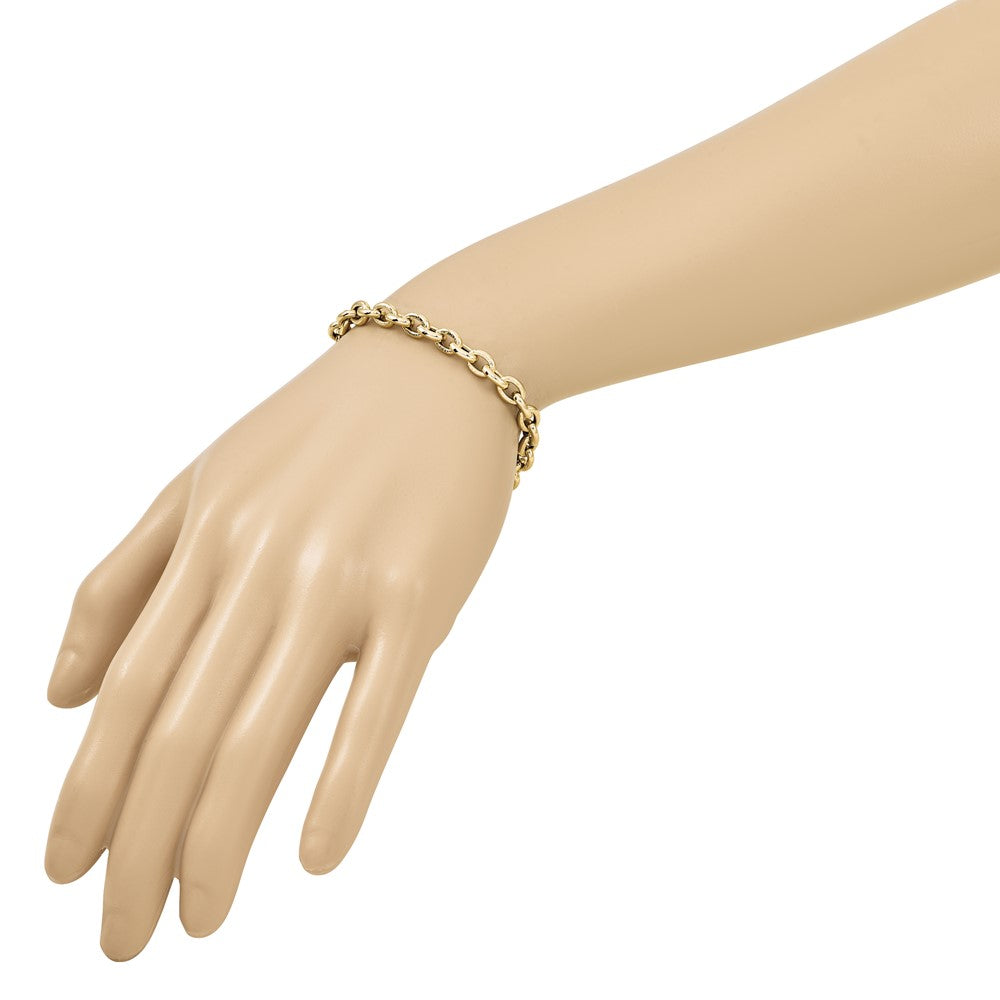14K Polished and Textured Link Bracelet