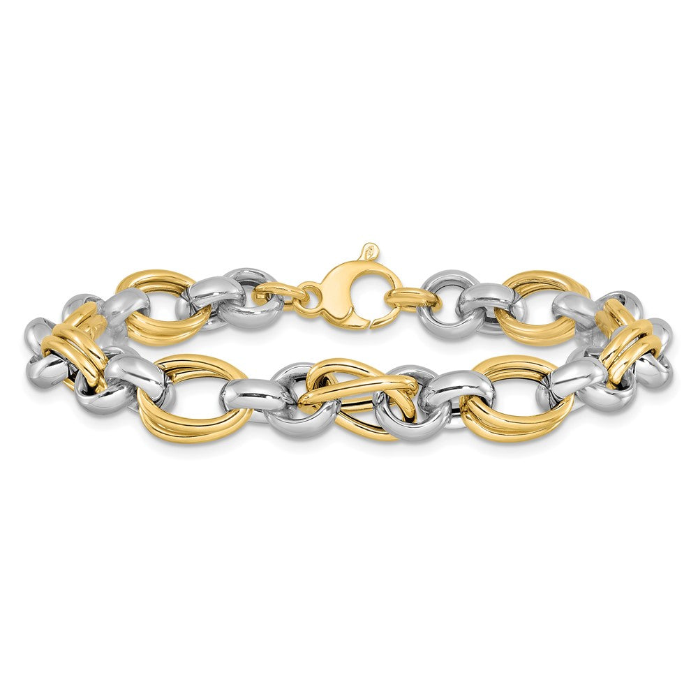 14K Two-tone Polished Link Bracelet