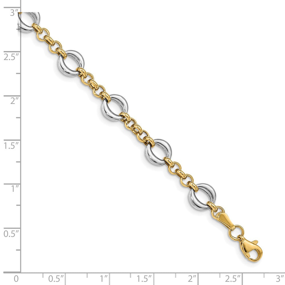 14K Two-tone Polished Fancy Link Bracelet