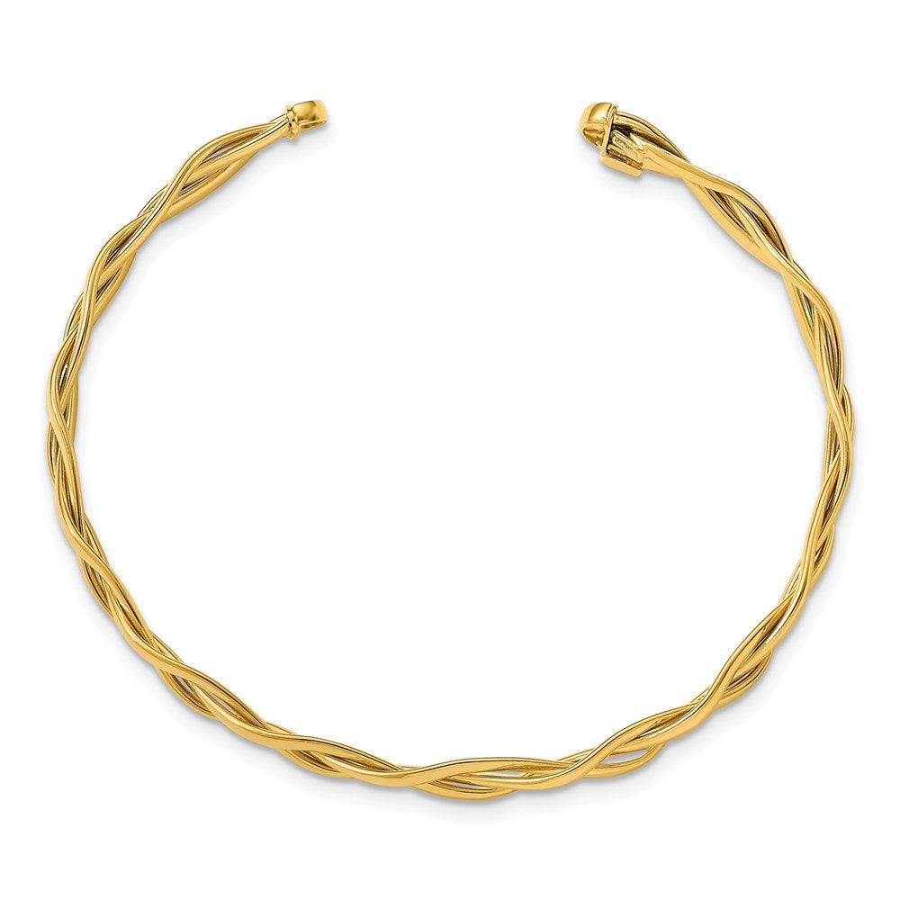 14K Polished Braided Cuff Bangle