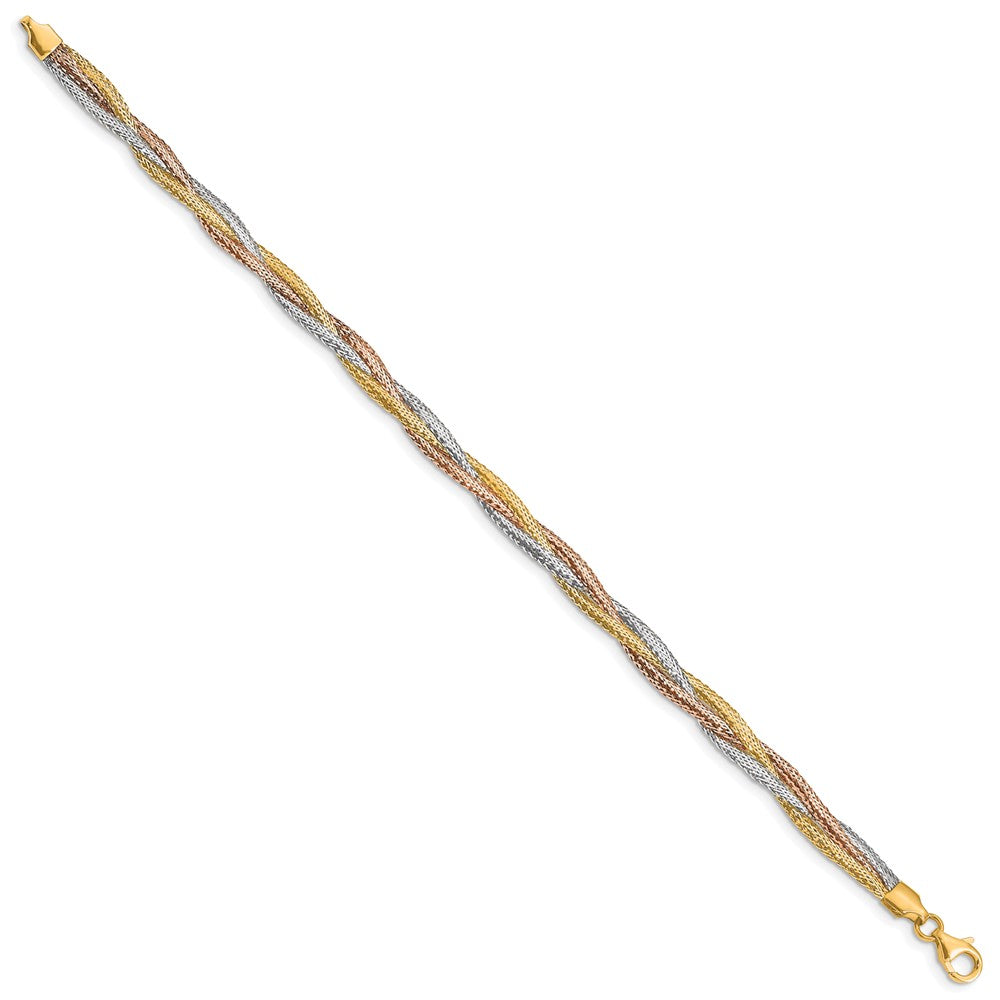 14K with Wht Rhodium and Rose Gold-plating Stretch Bracelet