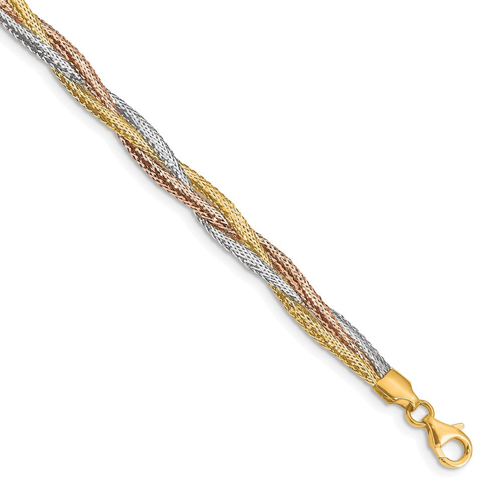14K with Wht Rhodium and Rose Gold-plating Stretch Bracelet