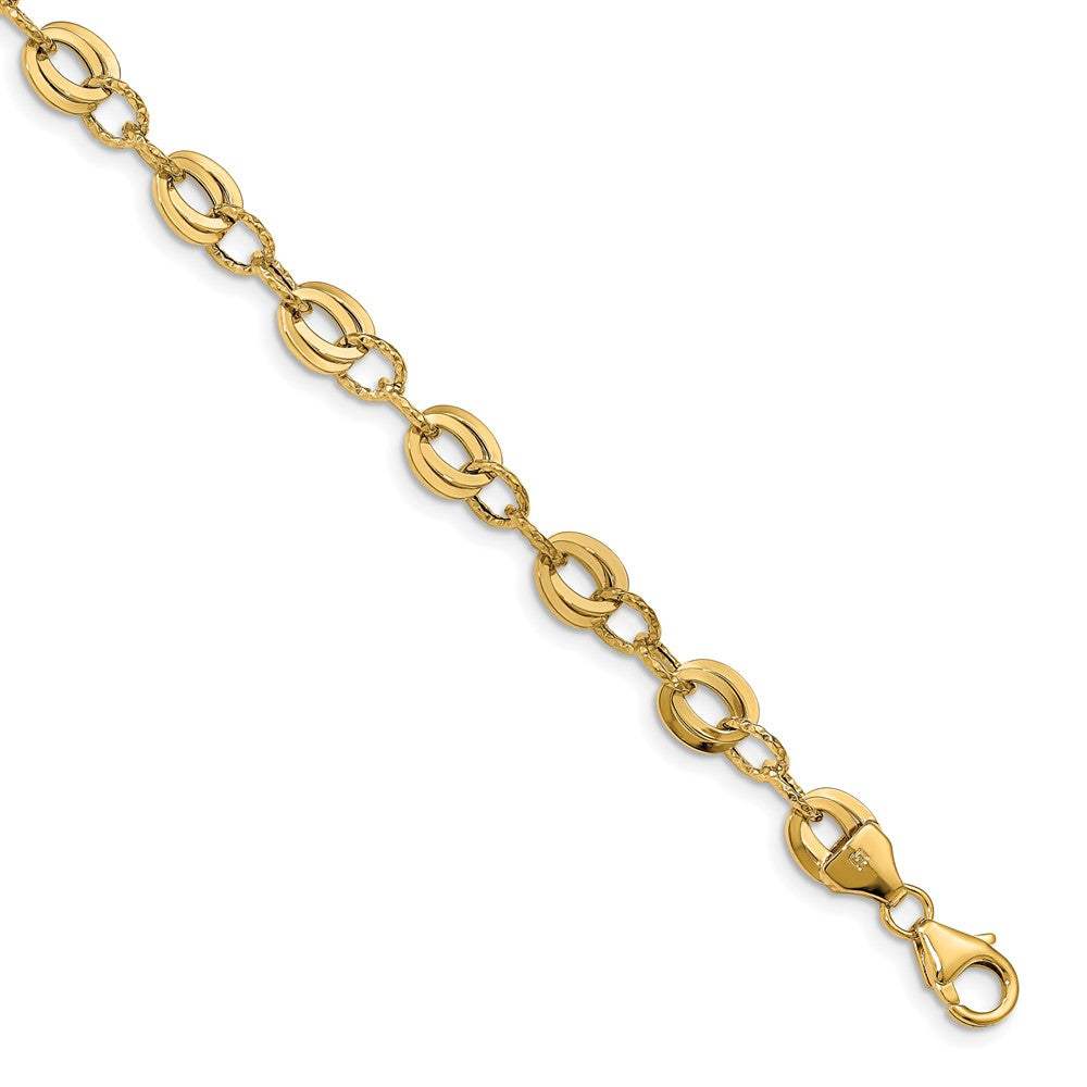 14K Diamond-cut Fancy Link Bracelet