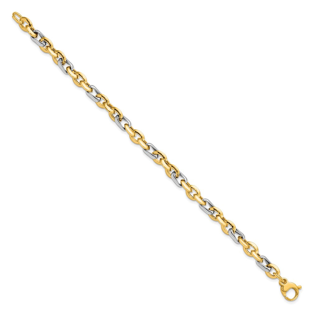 14K Two-tone Polished Fancy Link Bracelet