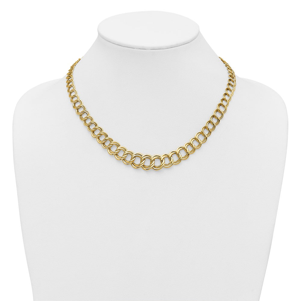 14K Polished Graduated Double Link Necklace